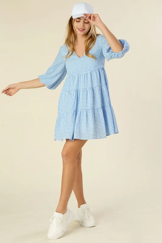 Hudson Gingham Checked Tiered Dress