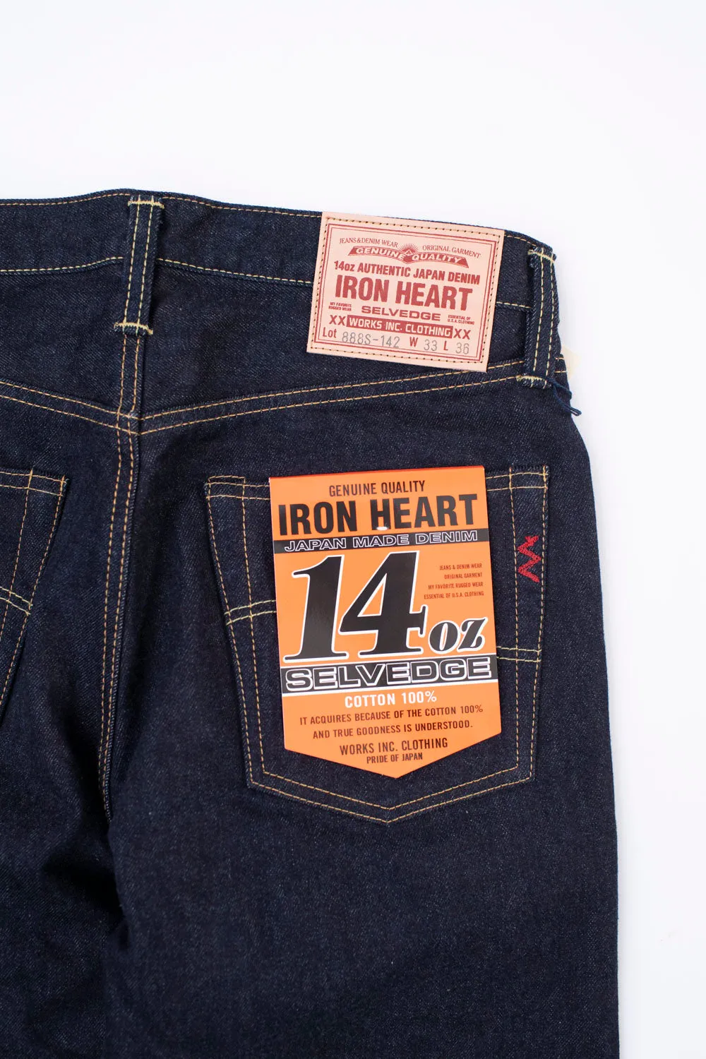 IH-888S-142 - 14oz Selvedge Denim Medium/High Rise Tapered Cut Jeans - Indigo