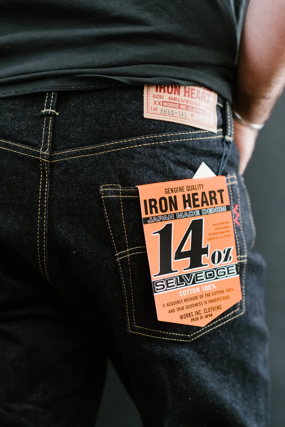 IH-888S-142 - 14oz Selvedge Denim Medium/High Rise Tapered Cut Jeans - Indigo