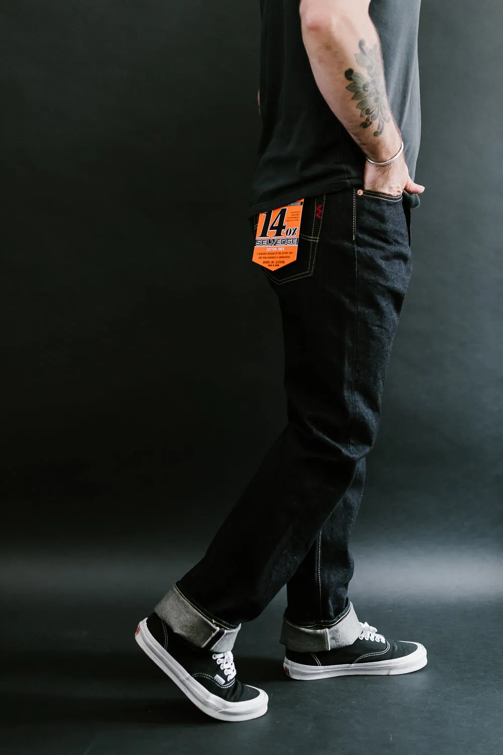 IH-888S-142 - 14oz Selvedge Denim Medium/High Rise Tapered Cut Jeans - Indigo