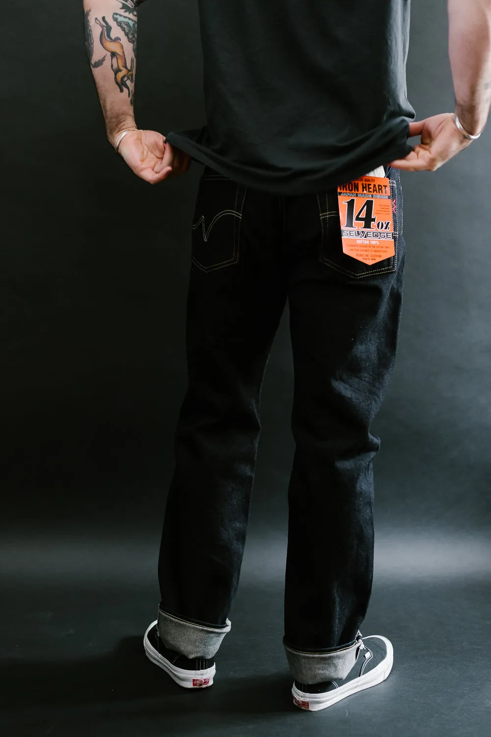 IH-888S-142 - 14oz Selvedge Denim Medium/High Rise Tapered Cut Jeans - Indigo