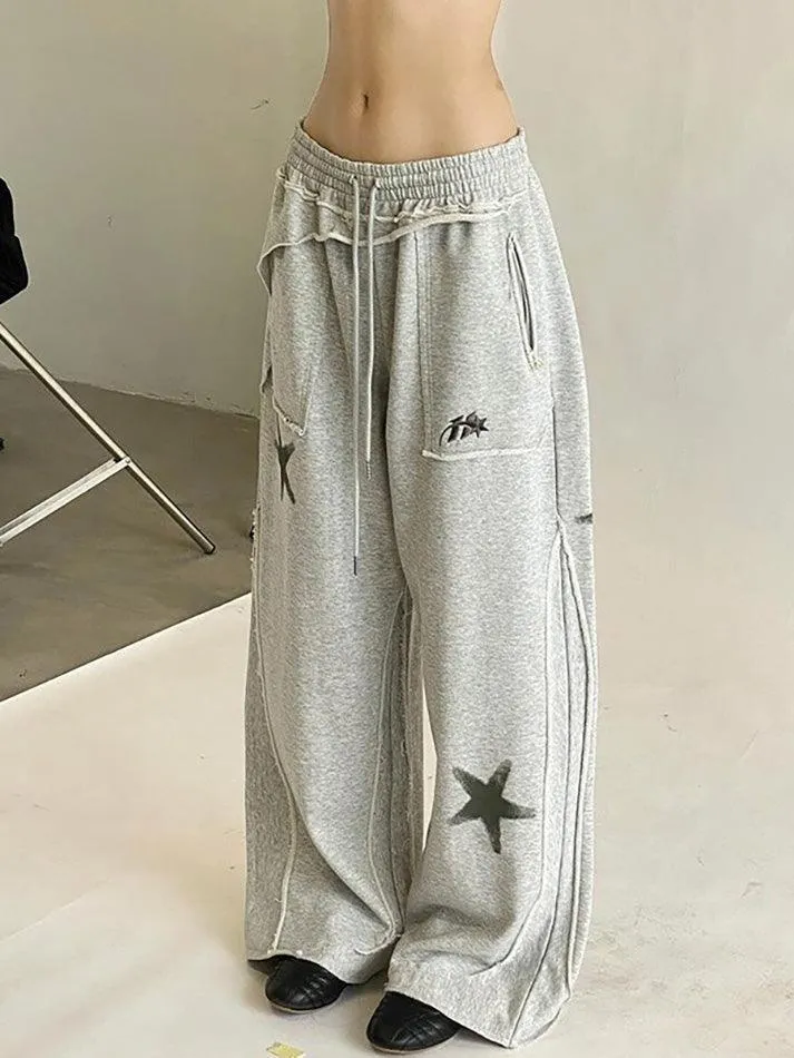 JazzHer Asymmetrical Loose Drawstring Tie Pants