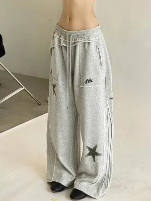 JazzHer Asymmetrical Loose Drawstring Tie Pants