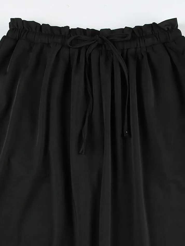 JazzHer Solid Low-Waist Drawstring Loose Pants