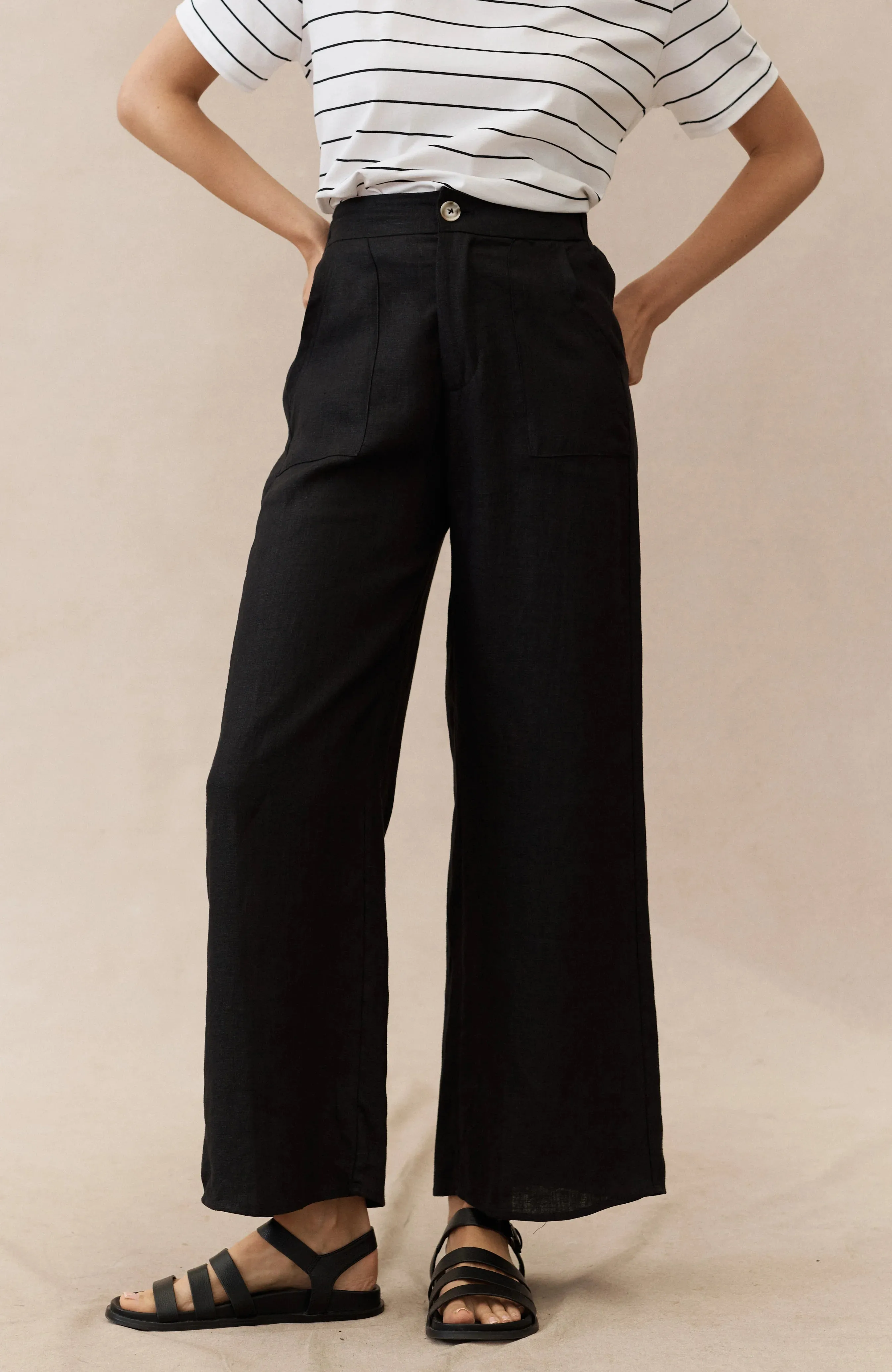 Jude Linen Pants / Black