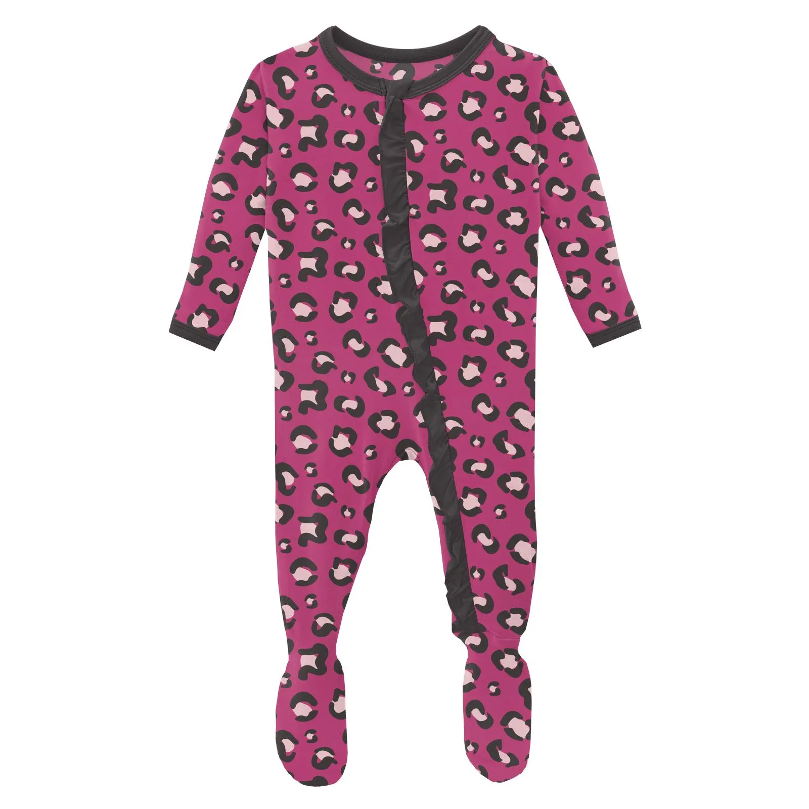 KicKee Pants Calypso Cheetah Classic Ruffle Footie with 2 Way Zipper