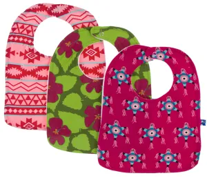 KicKee Pants Cancun Bib Set-Strawberry Mayan Pattern/Pesto Hibiscus/Rhododendron Pinata