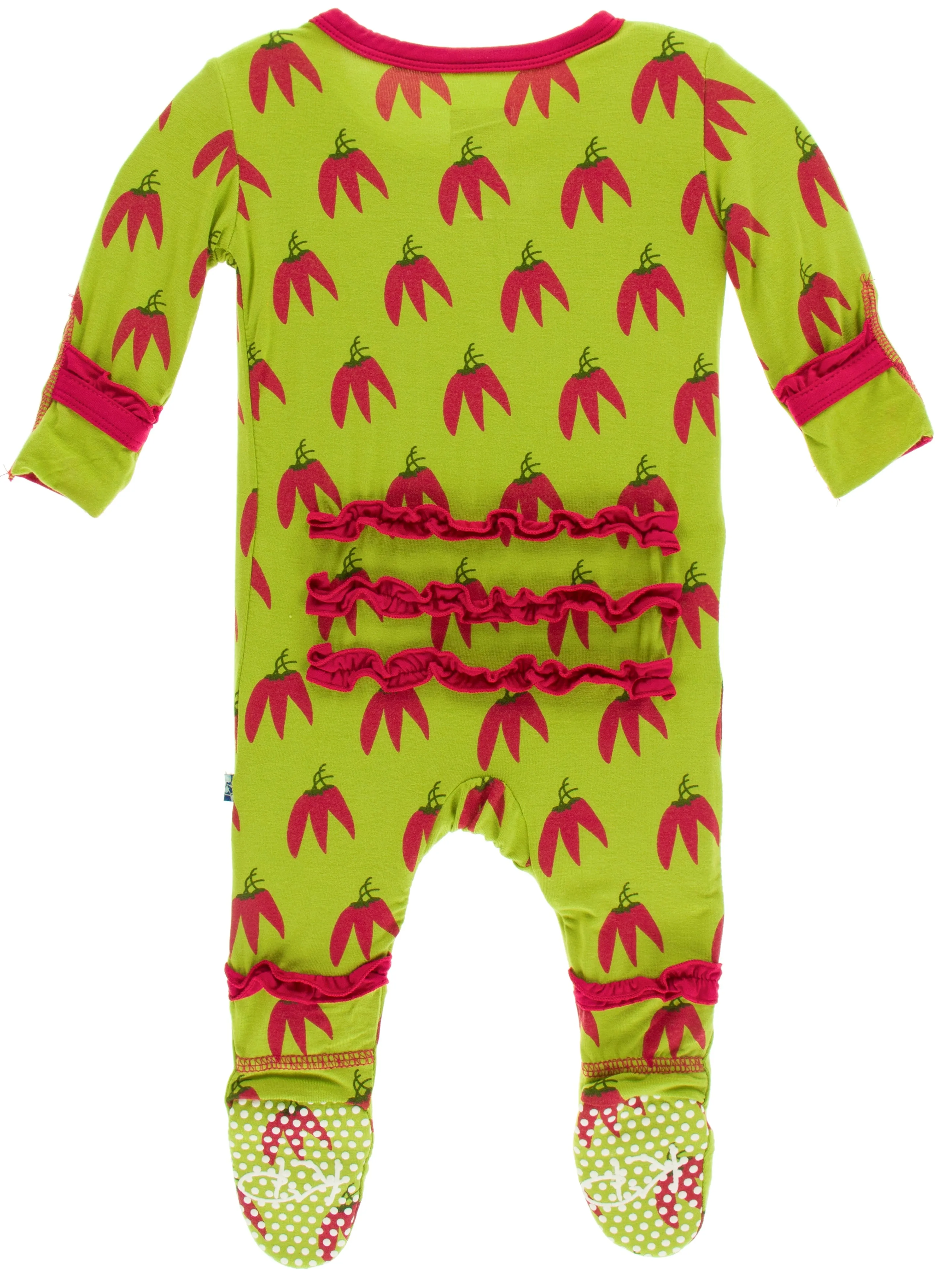 KicKee Pants Meadow Chili Pepper Layette Classic Ruffle Footie with Zipper