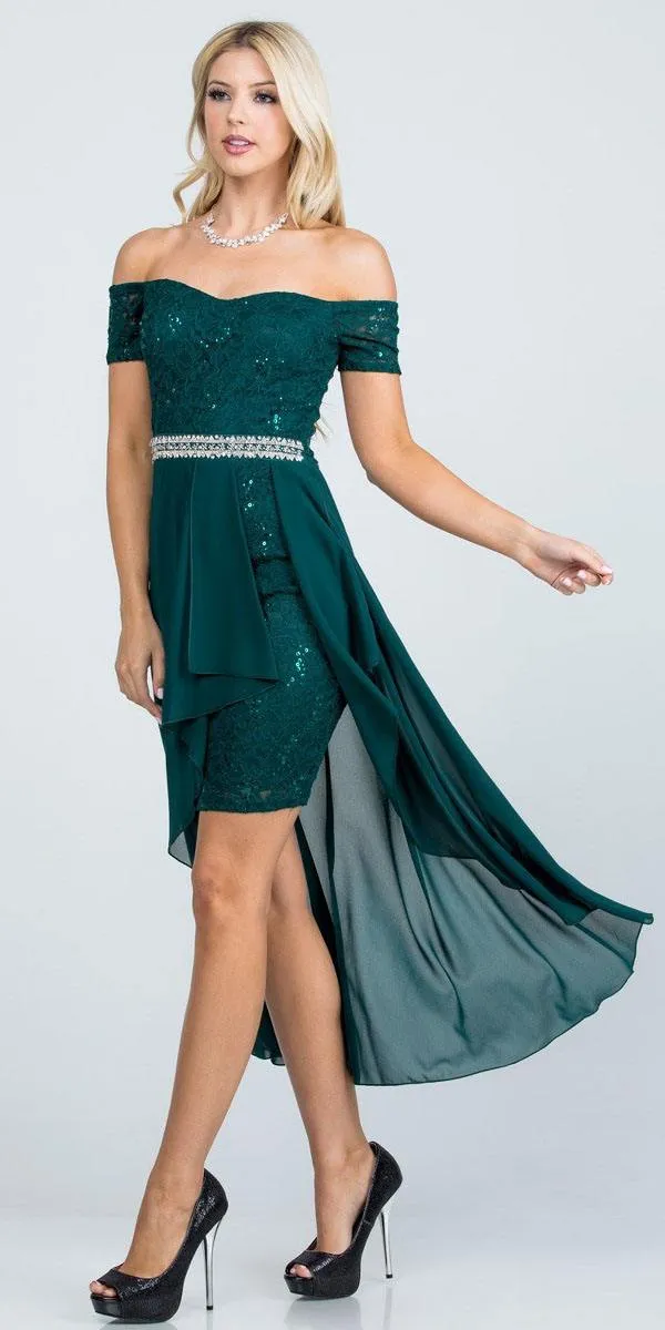 La Scala 25503 Embellished Waist High Low Cocktail Dress