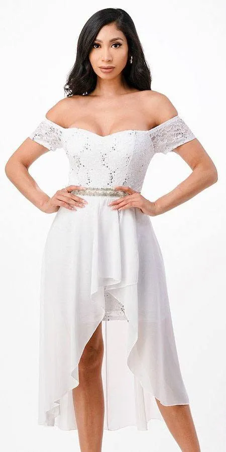 La Scala 25503 Embellished Waist High Low Cocktail Dress