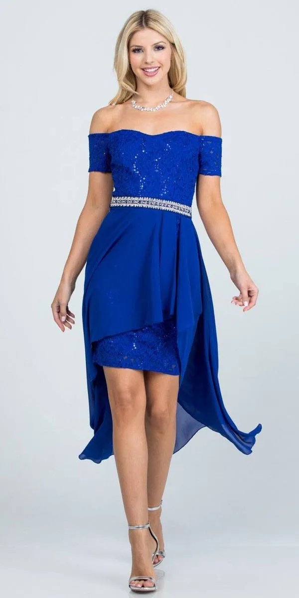 La Scala 25503 Embellished Waist High Low Cocktail Dress