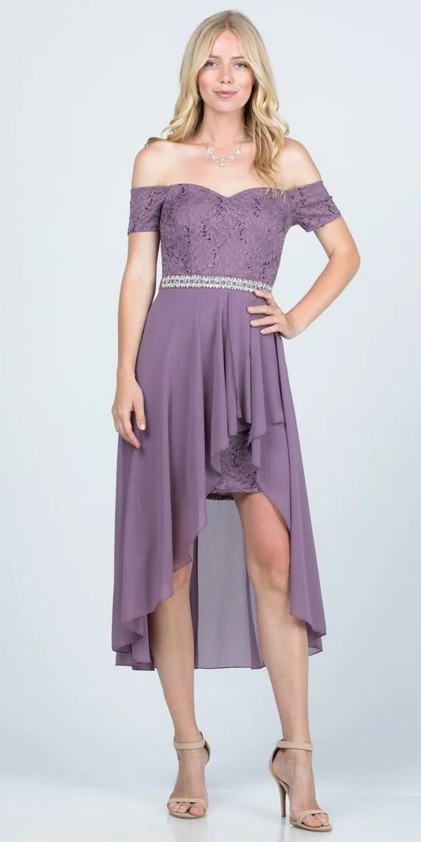 La Scala 25503 Embellished Waist High Low Cocktail Dress