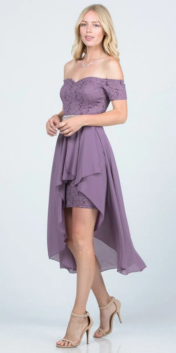 La Scala 25503 Embellished Waist High Low Cocktail Dress