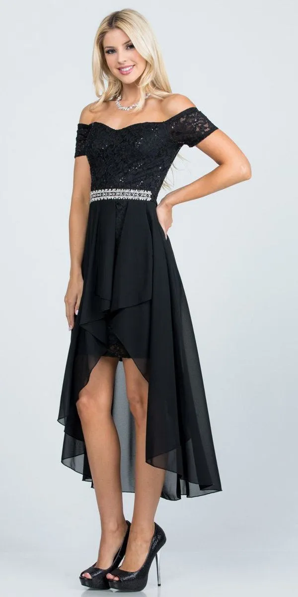 La Scala 25503 Embellished Waist High Low Cocktail Dress