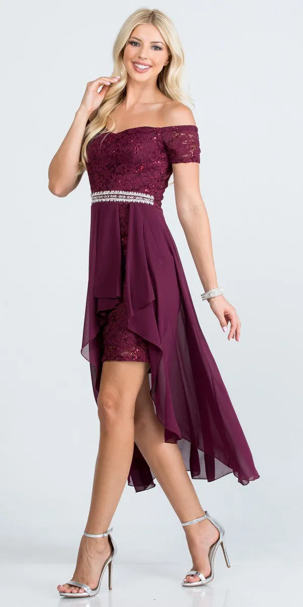 La Scala 25503 Embellished Waist High Low Cocktail Dress
