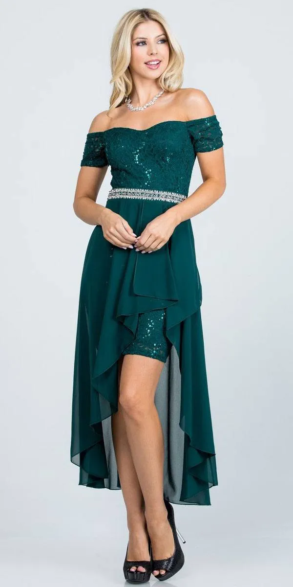 La Scala 25503 Embellished Waist High Low Cocktail Dress