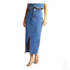 Ladies Super Strong Plain Pencil Denim Skirt | Maxi  | "Mina"