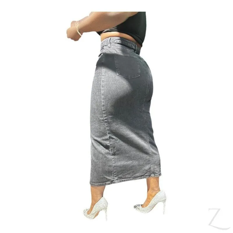 Ladies Super Strong Plain Pencil Denim Skirt | Midi  | "Mina"