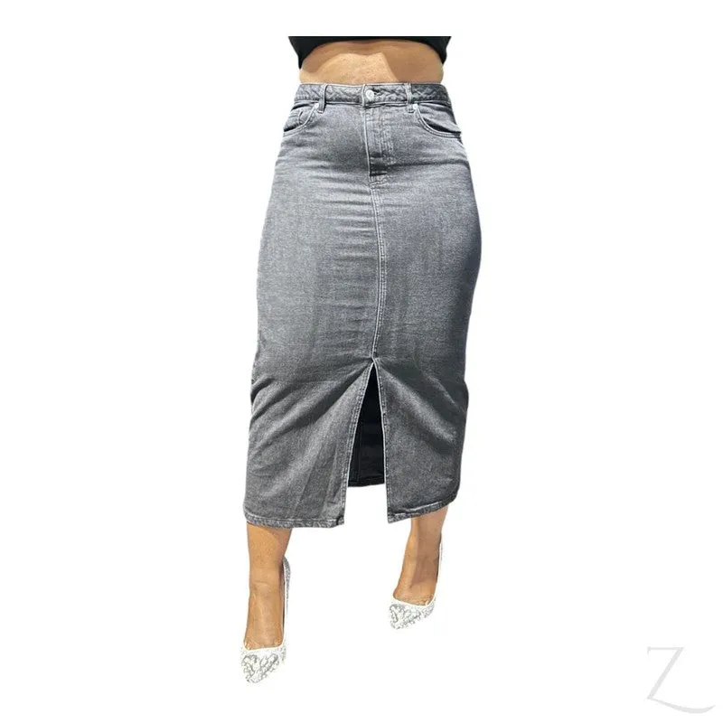 Ladies Super Strong Plain Pencil Denim Skirt | Midi  | "Mina"