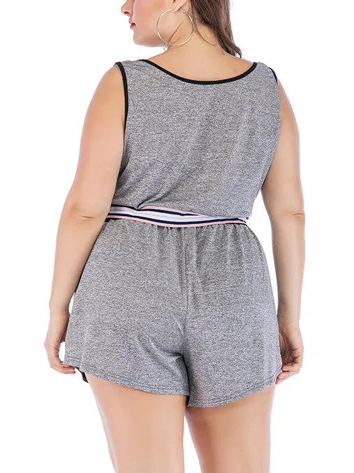 Large Size Women's Striped Casual Vest Sports Suit