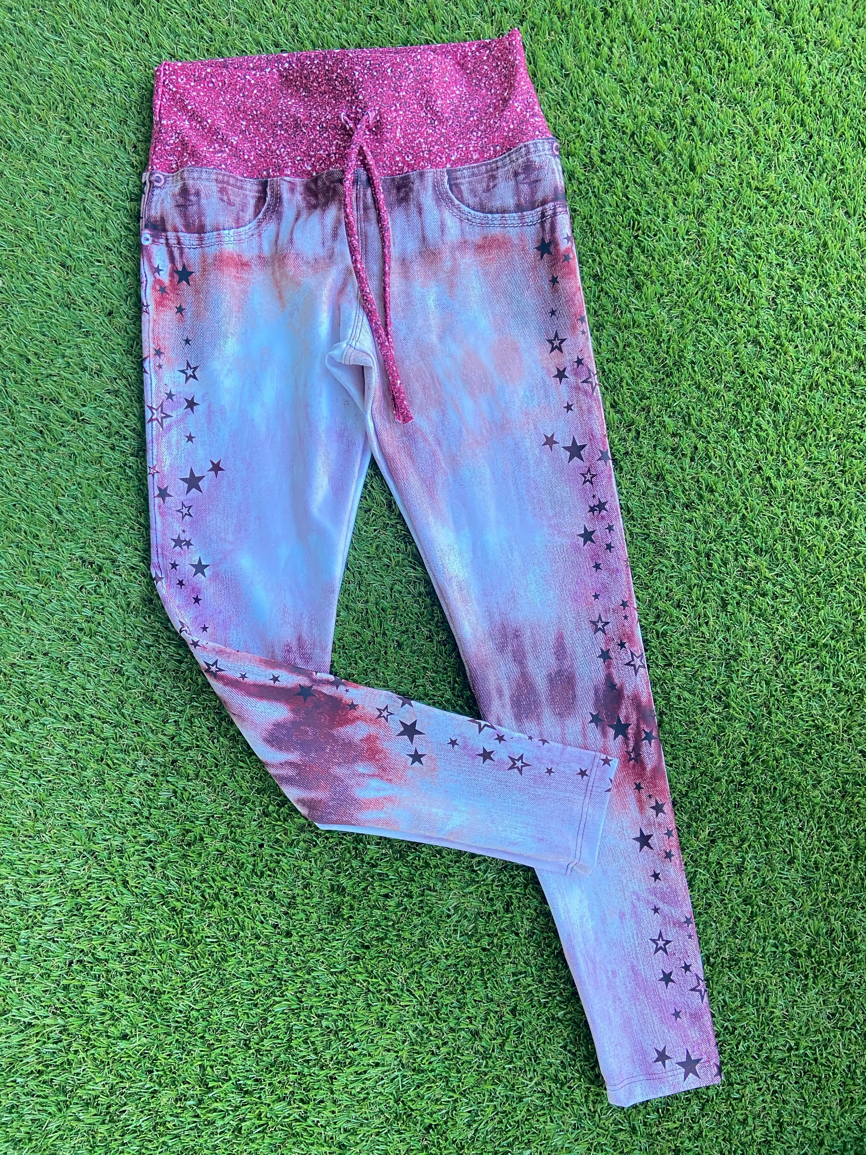 Legging Jeans Fucsia Pretina Glitter