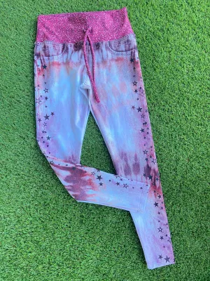 Legging Jeans Fucsia Pretina Glitter