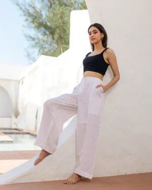 Linen Barrel Pants White