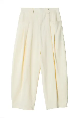 Linen blend wide leg drape casual pants