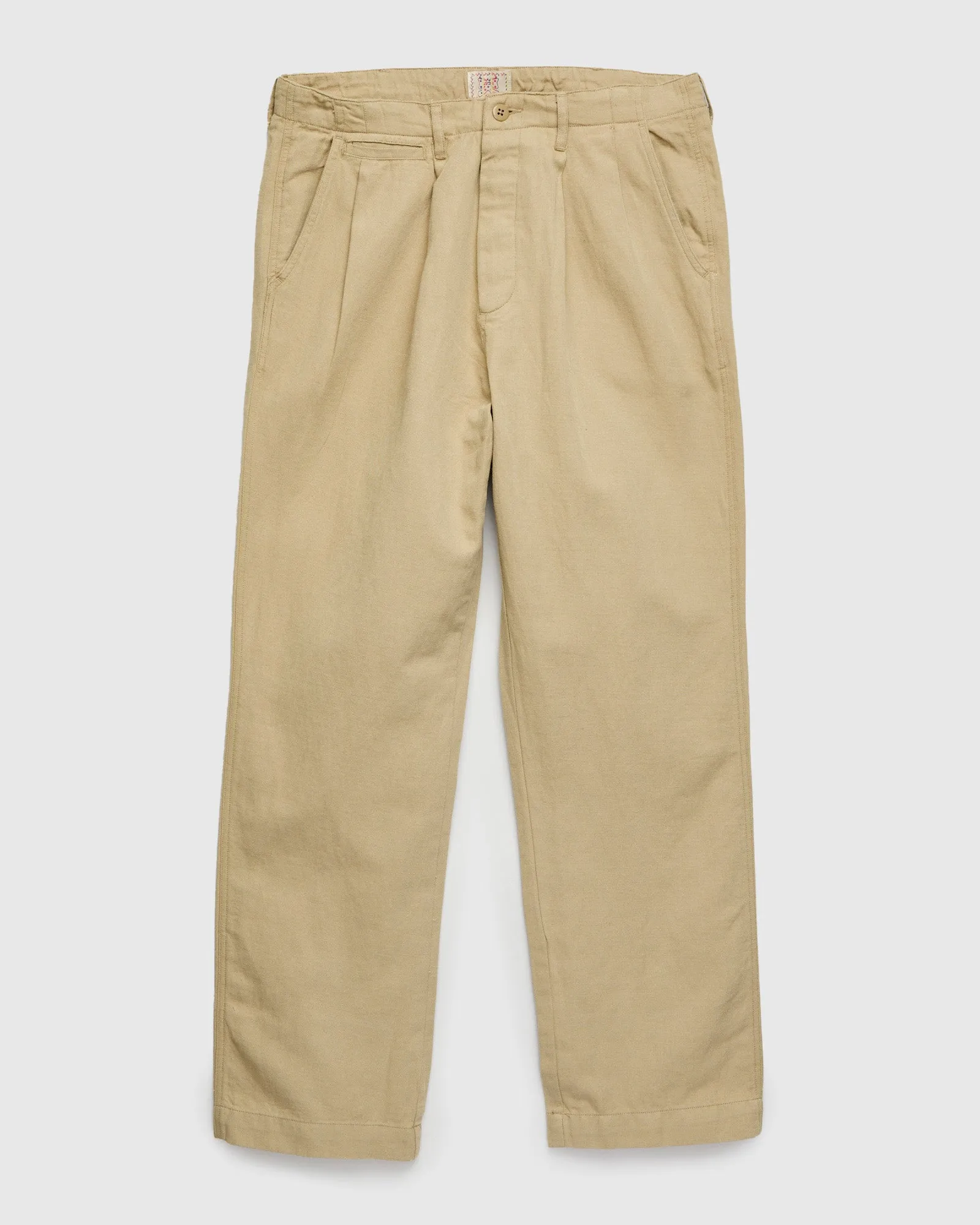 Linen Pleated Chino in Camp Khaki