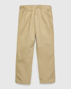 Linen Pleated Chino in Camp Khaki
