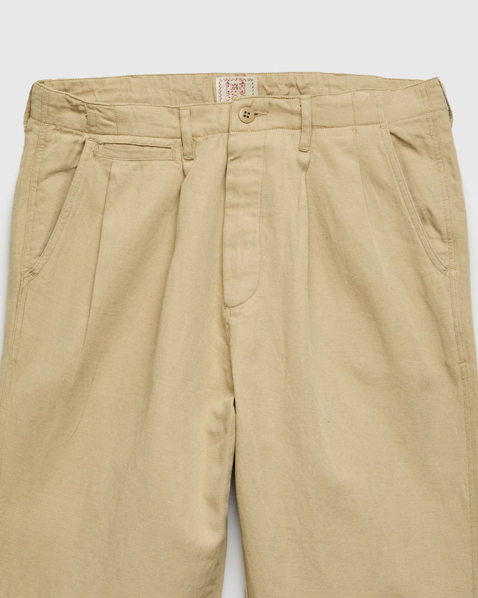 Linen Pleated Chino in Camp Khaki