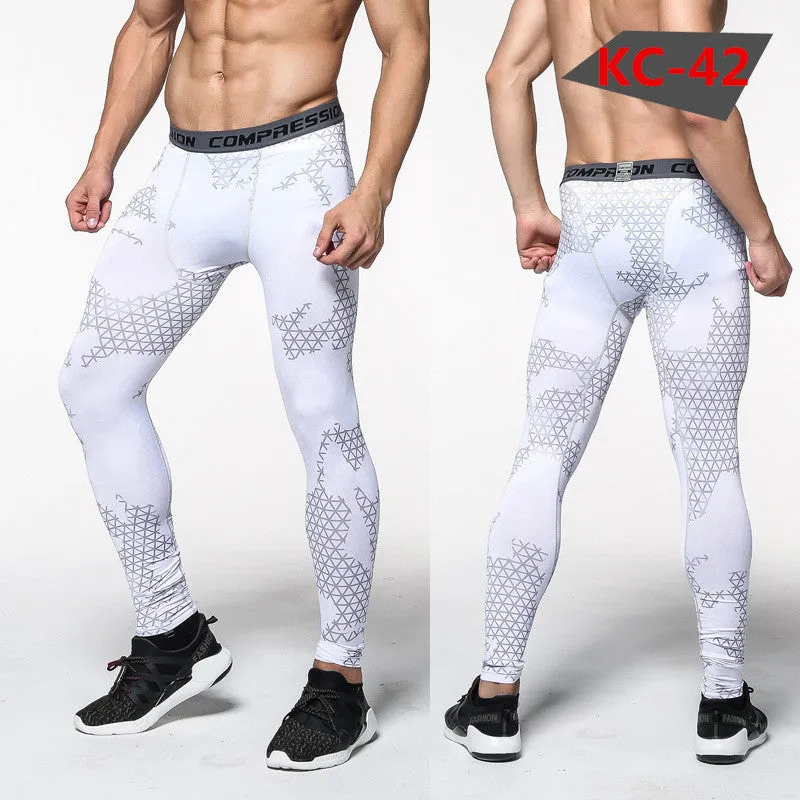 Men Compression Pants Tights Casual Bodybuilding Mans Trousers Brand Camouflage Army Green Skinny Leggings