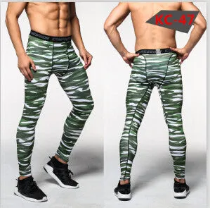 Men Compression Pants Tights Casual Bodybuilding Mans Trousers Brand Camouflage Army Green Skinny Leggings