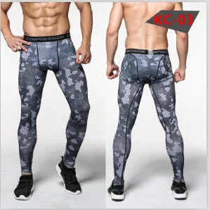 Men Compression Pants Tights Casual Bodybuilding Mans Trousers Brand Camouflage Army Green Skinny Leggings