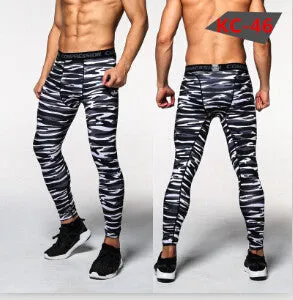 Men Compression Pants Tights Casual Bodybuilding Mans Trousers Brand Camouflage Army Green Skinny Leggings