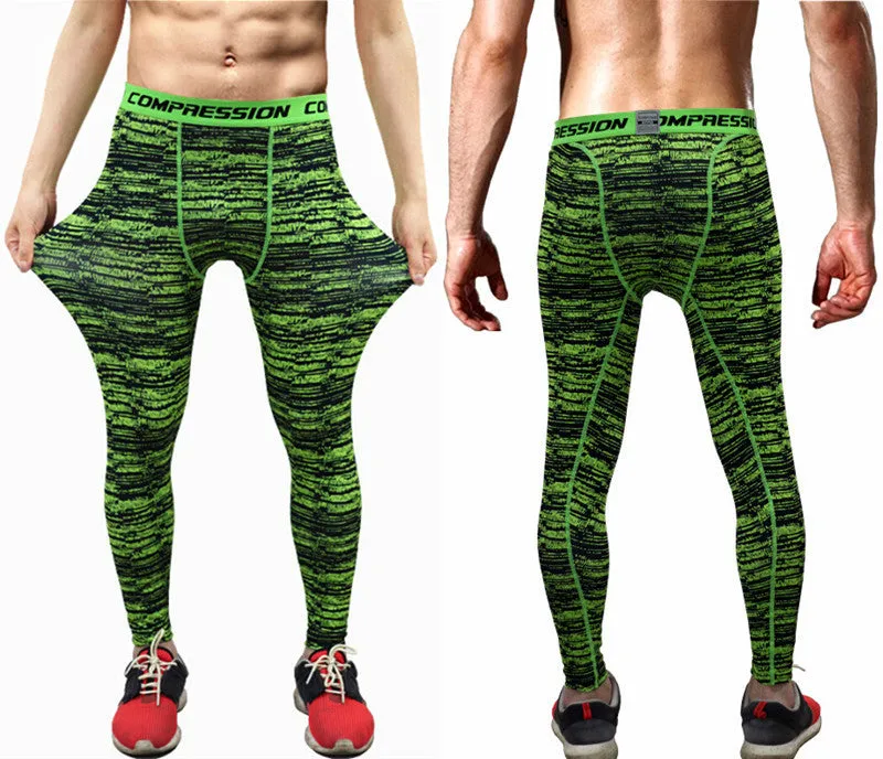 Men Compression Pants Tights Casual Bodybuilding Mans Trousers Brand Camouflage Army Green Skinny Leggings