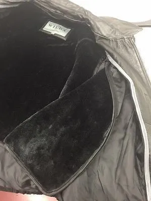 MEN'S BLK CLASSIC BOMER LEATHER JACKET WITH ELASTICS OPEN BOTTOM VERY SOFT