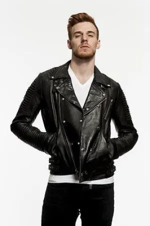 MEN'S CLASSIC OLD SCHOOL FASHION M/C SOFT REAL LEATHER JACKET W/4 SIDE BUCKLES