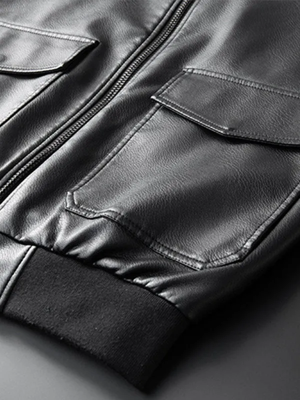 Men's Creative Embroidered Motorcycle Leather Jacket