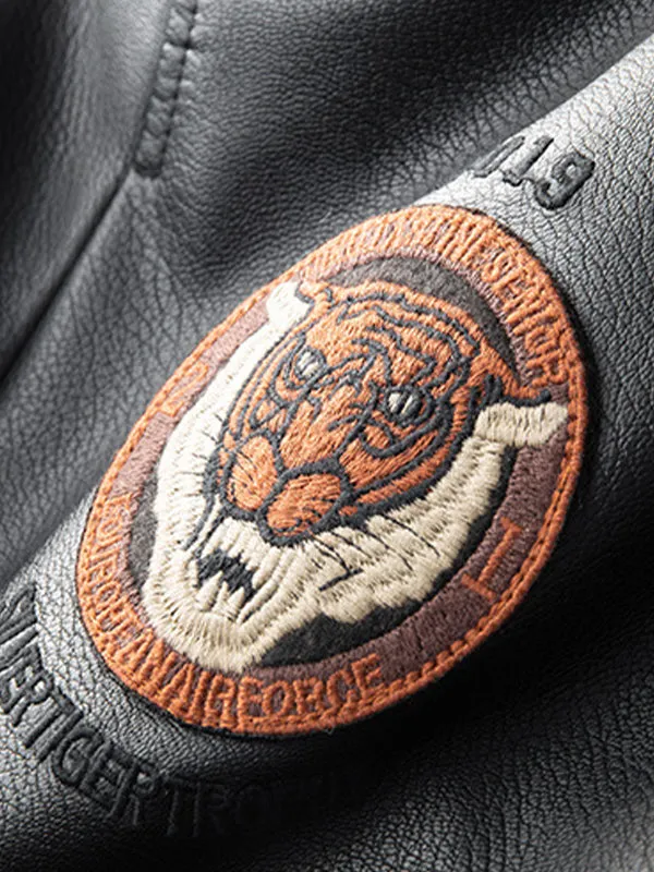 Men's Creative Embroidered Motorcycle Leather Jacket