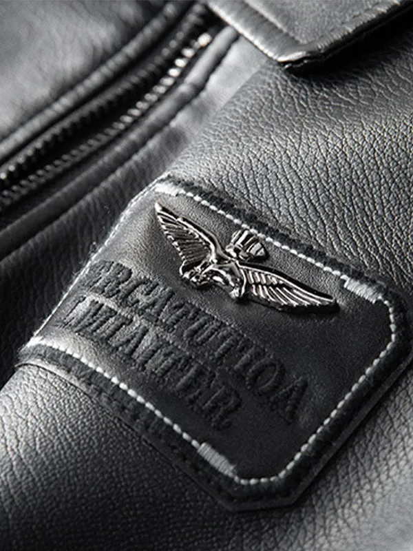 Men's Creative Embroidered Motorcycle Leather Jacket