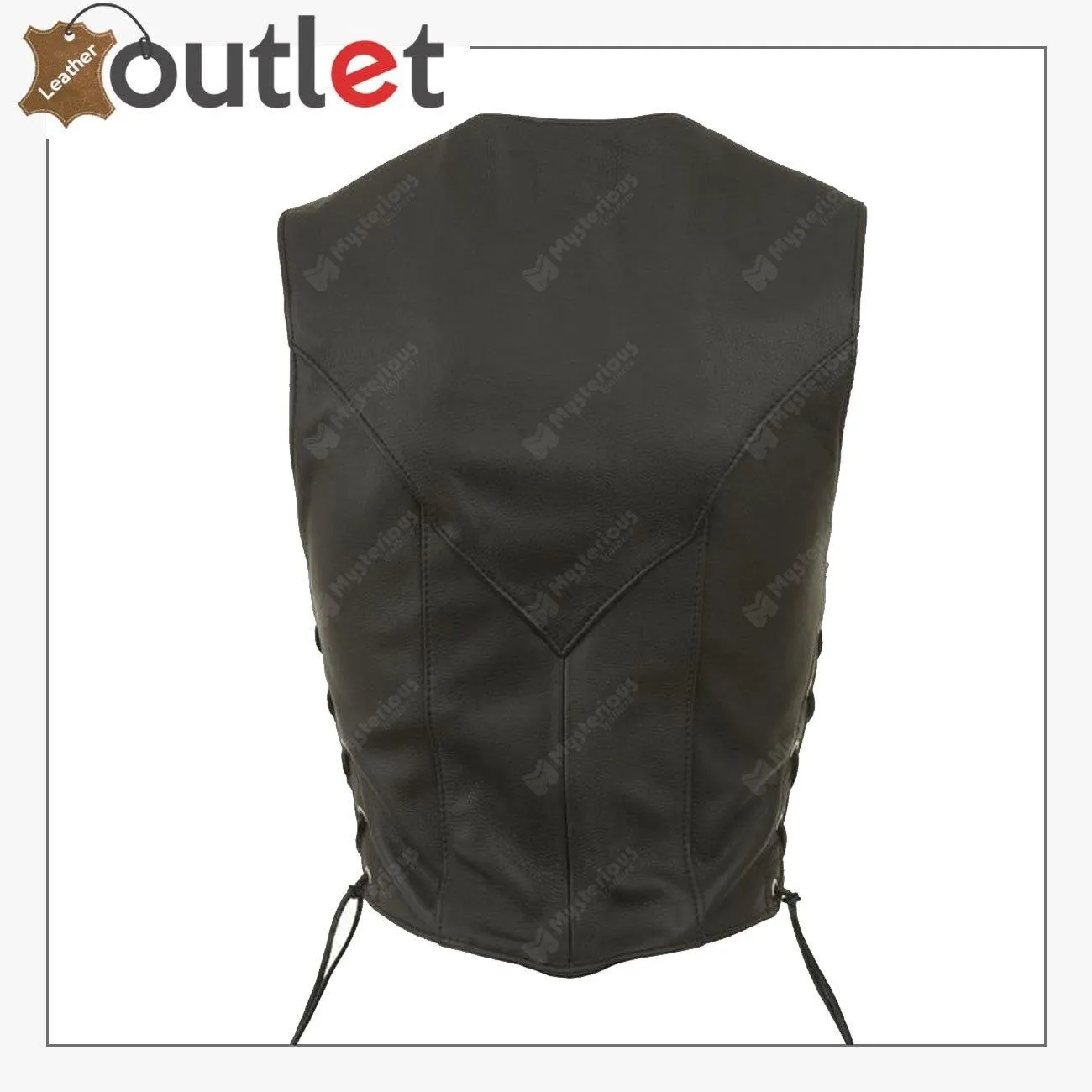 MEN’S MOTORCYCLE BIKER BLACK VEST GENUINE COWHIDE LEATHER