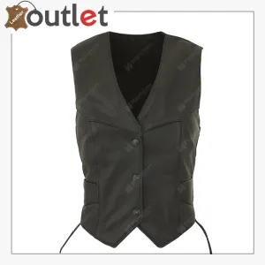 MEN’S MOTORCYCLE BIKER BLACK VEST GENUINE COWHIDE LEATHER