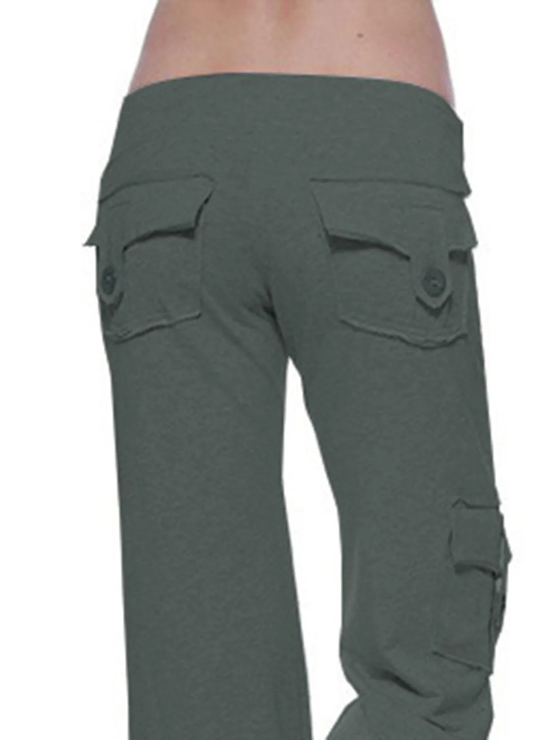 Mid Waist Pants with Pockets XS-XL