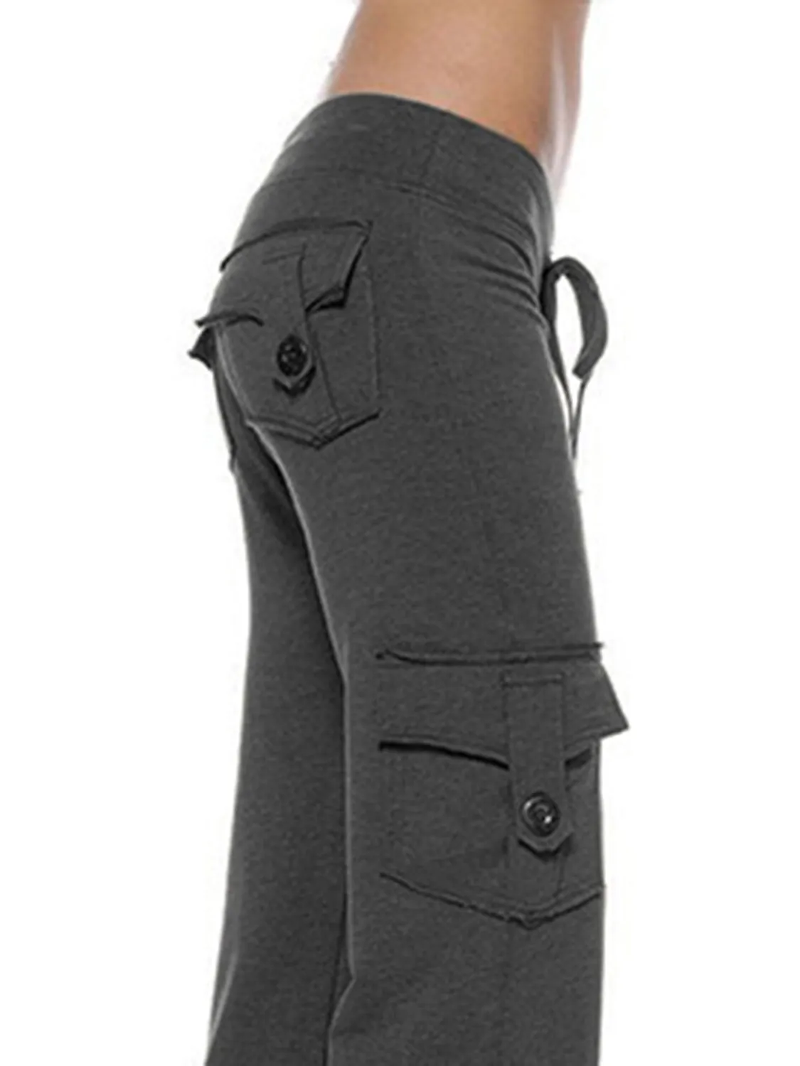Mid Waist Pants with Pockets XS-XL