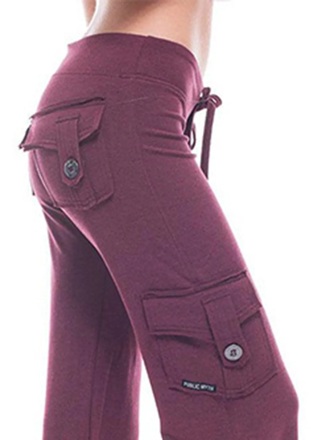 Mid Waist Pants with Pockets XS-XL
