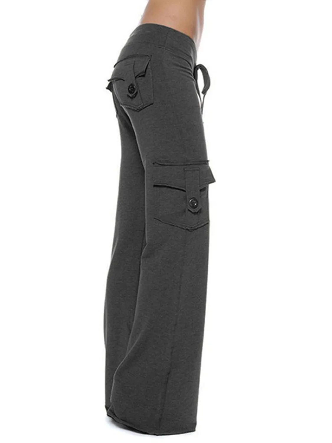 Mid Waist Pants with Pockets XS-XL