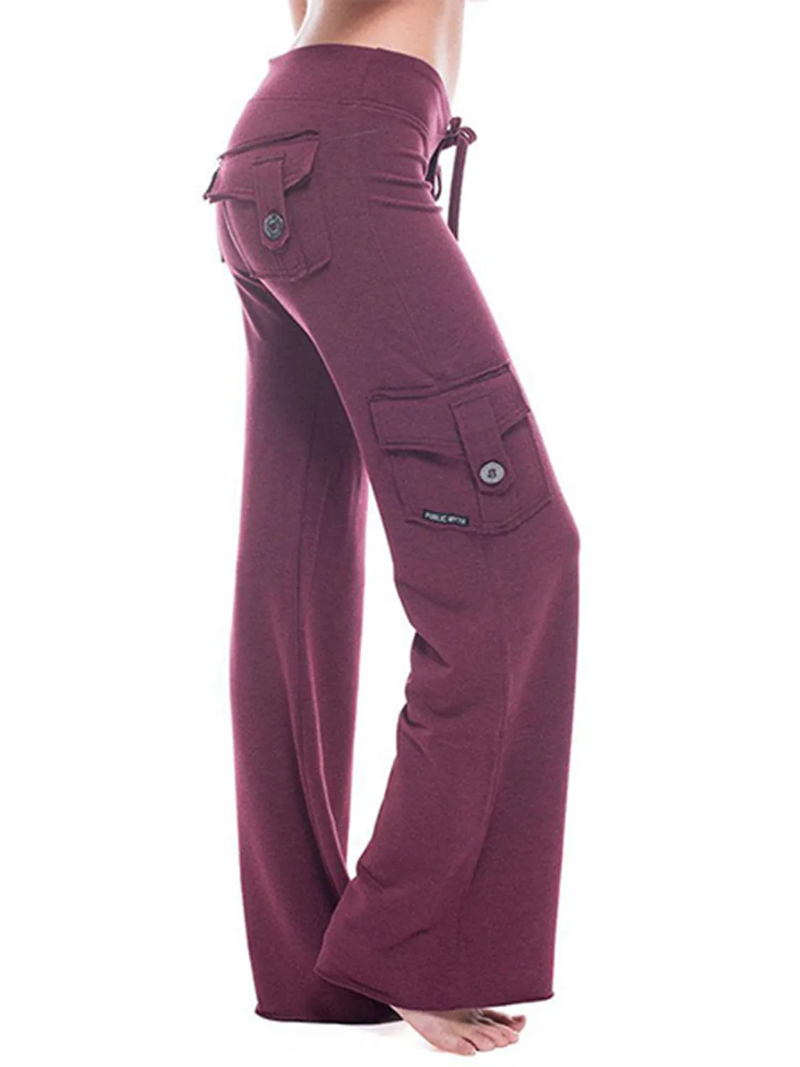 Mid Waist Pants with Pockets XS-XL