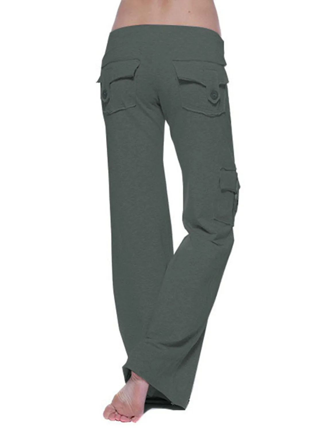 Mid Waist Pants with Pockets XS-XL
