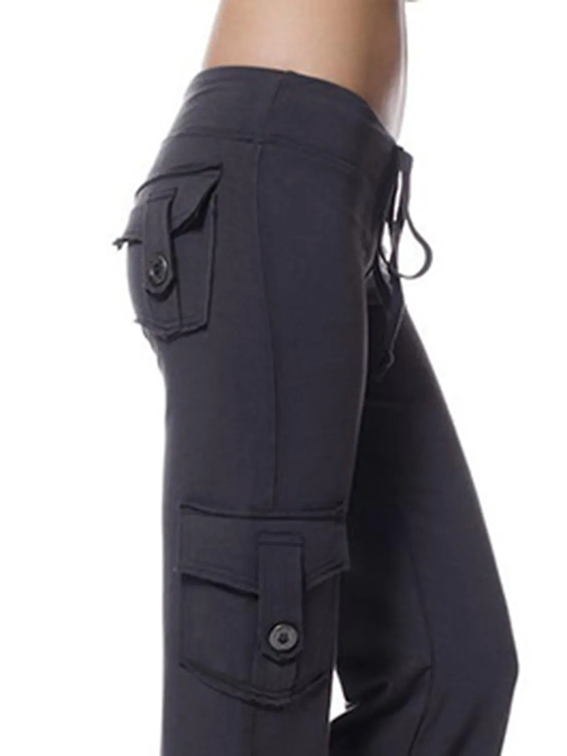 Mid Waist Pants with Pockets XS-XL
